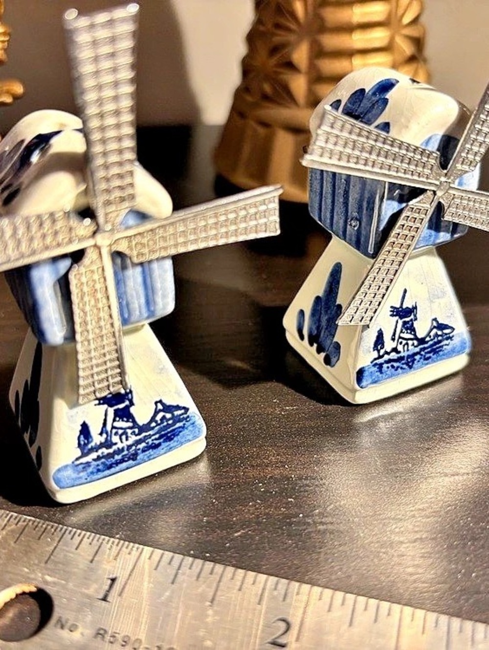 Blue & White Ceramic Windmill salt/pepper set 2 sets available